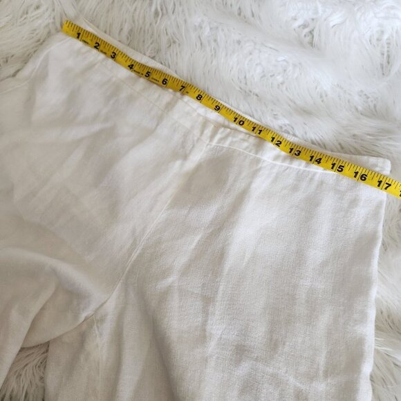 Eileen Fisher 100% Linen White Wide Leg Pants Women Medium Side Zip 34x27" - Picture 8 of 16